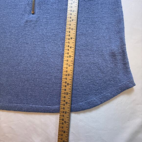 Soft Surroundings Valentina Blue Zip Front Sweater Slub Knit Gold Accent Sz S - Picture 7 of 7
